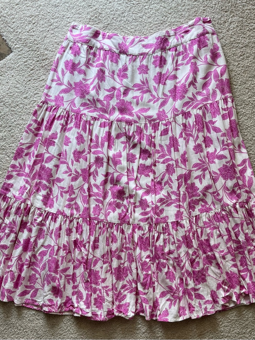 LC Lauren Conrad Light Fuchsia Floral  Print Midi/Maxi Full Skirt